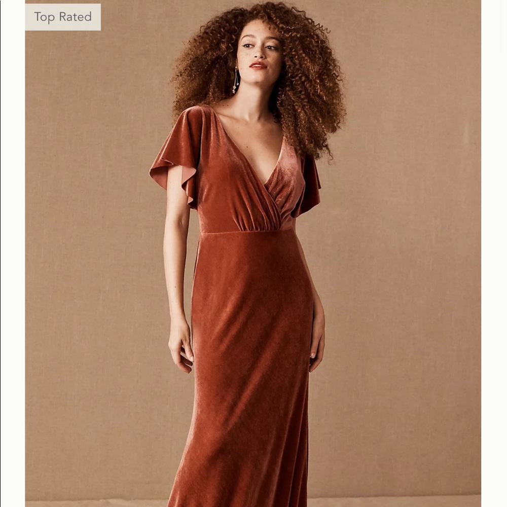 BHLDN Jenny Yoo Ellis Velvet Dress- English Rose